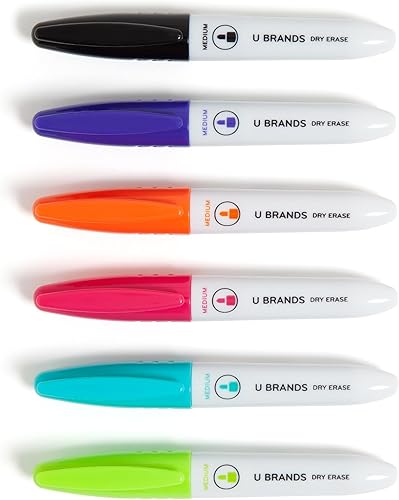 U Brands Fine Tip Dry Erase Markers, Mini Size Whiteboard Markers, Low Odor, Ass