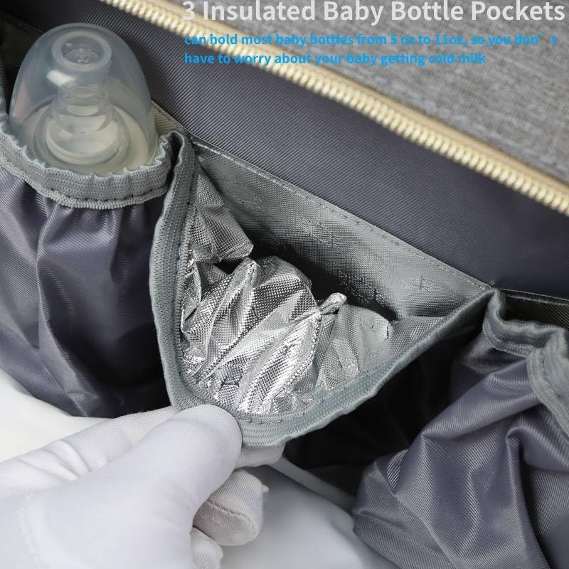 Miniatura 4 de Mochila para pañales, bolsa de pañales para bebé con cambiador, bolsa de viaje multifuncional, impermeable, de gran capacidad con puerto de carga