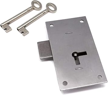 Antique Cabinet Lock Large 3" Flush Mount Furniture Lock with 2 Keys, Well Made Heavy Duty, Drawer Lock Flush Mount Lock, Non-Mortise Lock, Antique Furniture Lock, Antique Wardrobe Lock