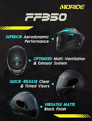 Miniatura 4 de Casco de motocicleta de cara completa con alerón, diseño aerodinámico avanzado para hombres y mujeres (unisex)