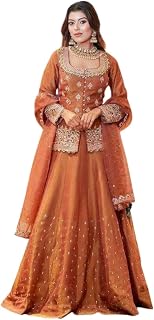 Ready to Wear Indian Wedding Embroidered Lehenga Choli Set with Dupatta, Pink & Orange, Bridal Wedding Wear