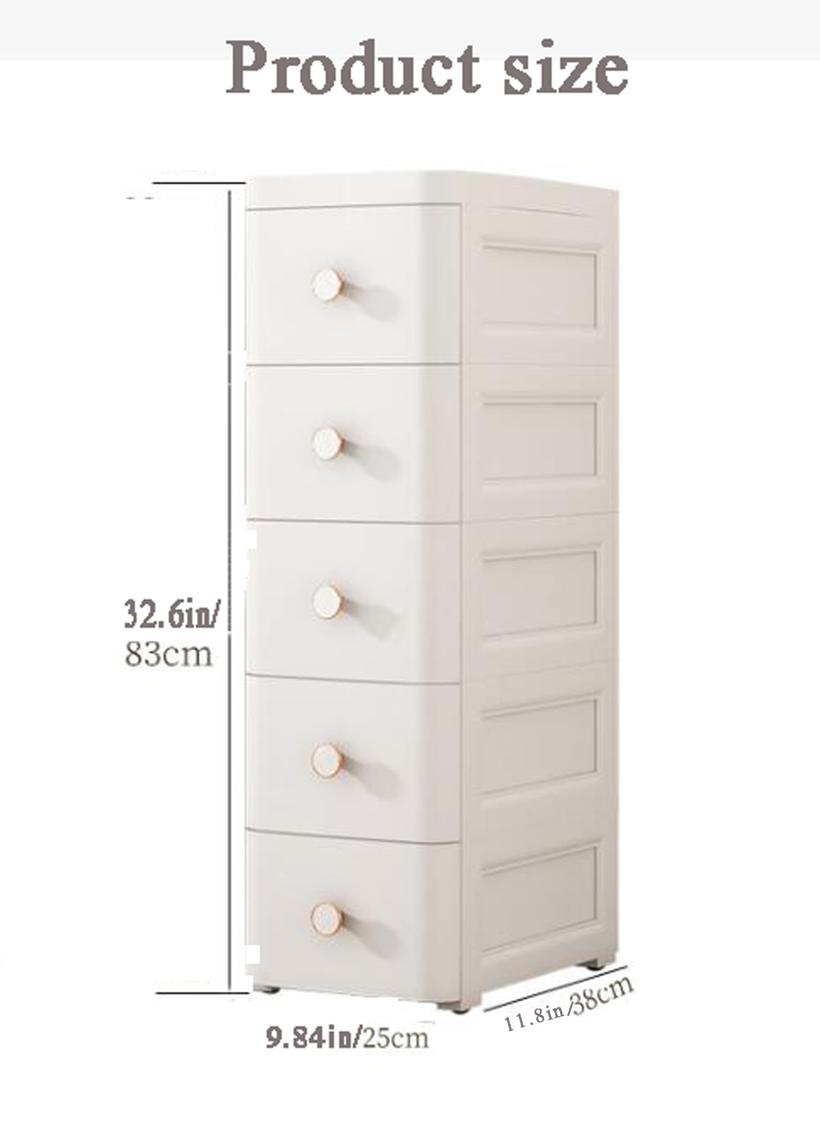 Cajonera de plástico con ruedas para ahorrar espacio, color blanco, 25 cm