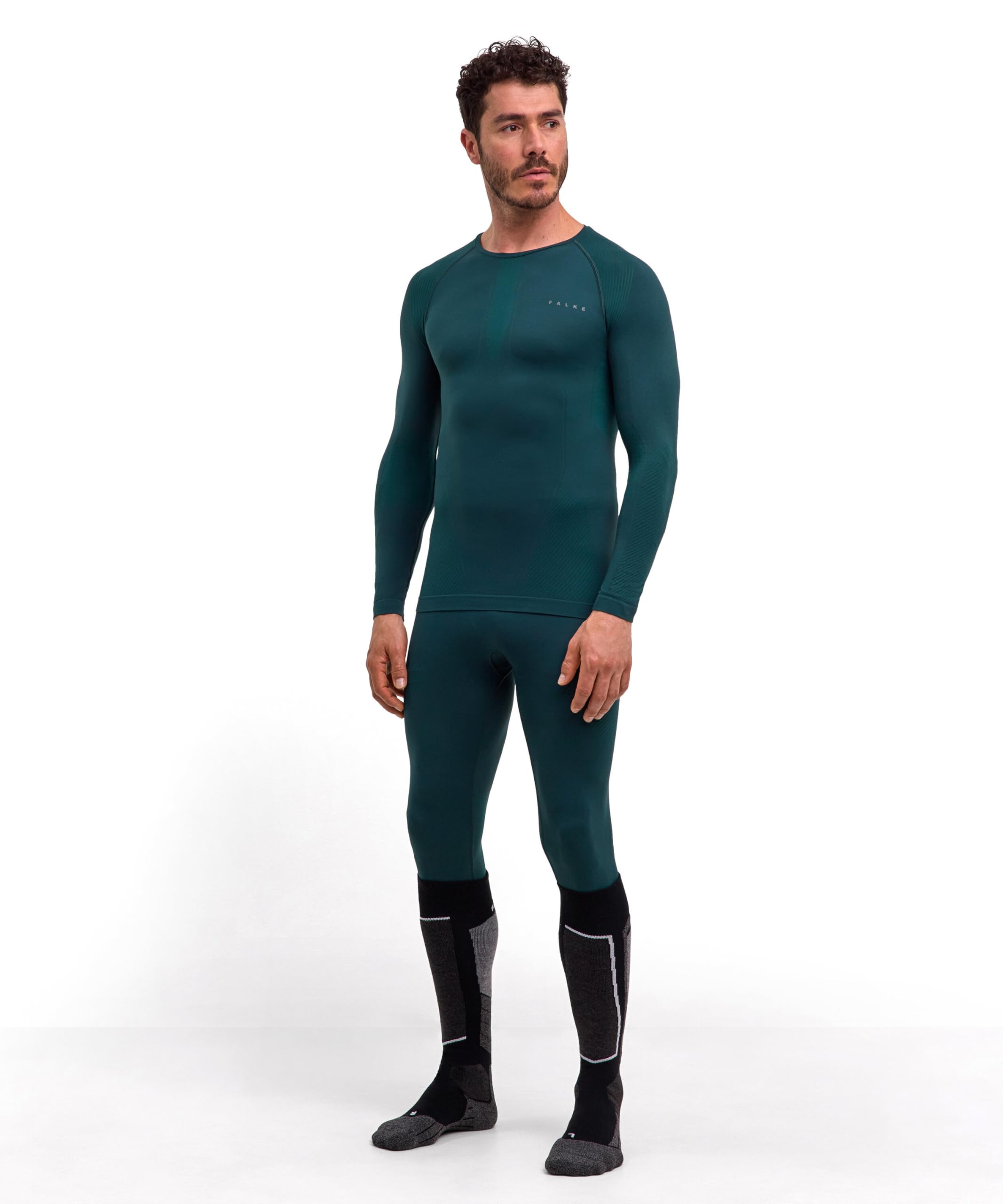 FALKE Herren Warm Round Neck Funktionsshirt Langarm schnelltrocknendes atmungsaktives nachhaltiges Funktionsmaterial für milde bis kalte Temperaturen warme Funktionsunterwäsche 1 Stück | thermoregulierend für warme bis kalte Temperaturen