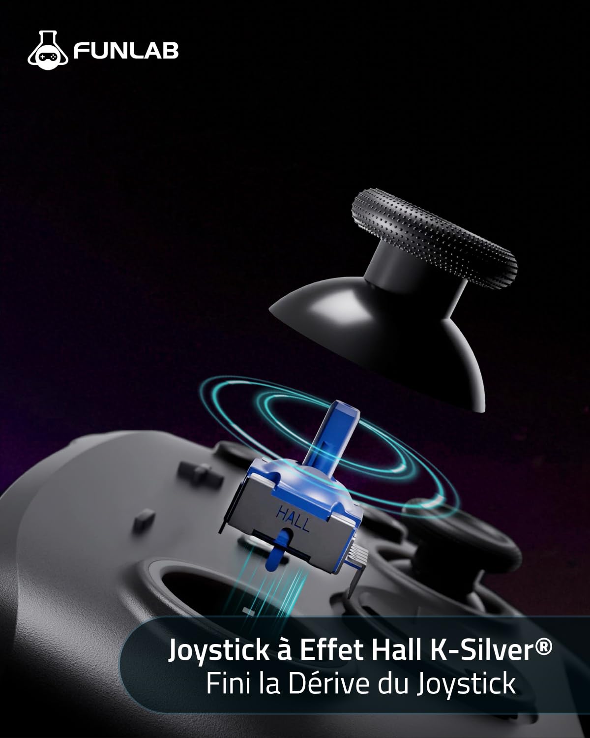 Funlab Manette Switch 2 Pro pour Switch2/OLED, Manette Switch 2 Sans Fil à Effet Hall avec Réveil Instantané, Firefly Bluetooth Pro Controller avec 7 Couleurs LED/Boutons Arrière/Turbo - Noir