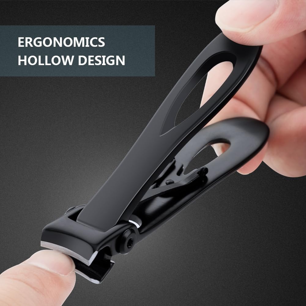 Nail Clippers 15mm Wide Jaw Big Toenail Clippers Fingernail Clippers Clippers Fingernail Clippers Stainless Steel Fingernail Toenail Clippers for Thick Nails (Black-Wide Jaw)