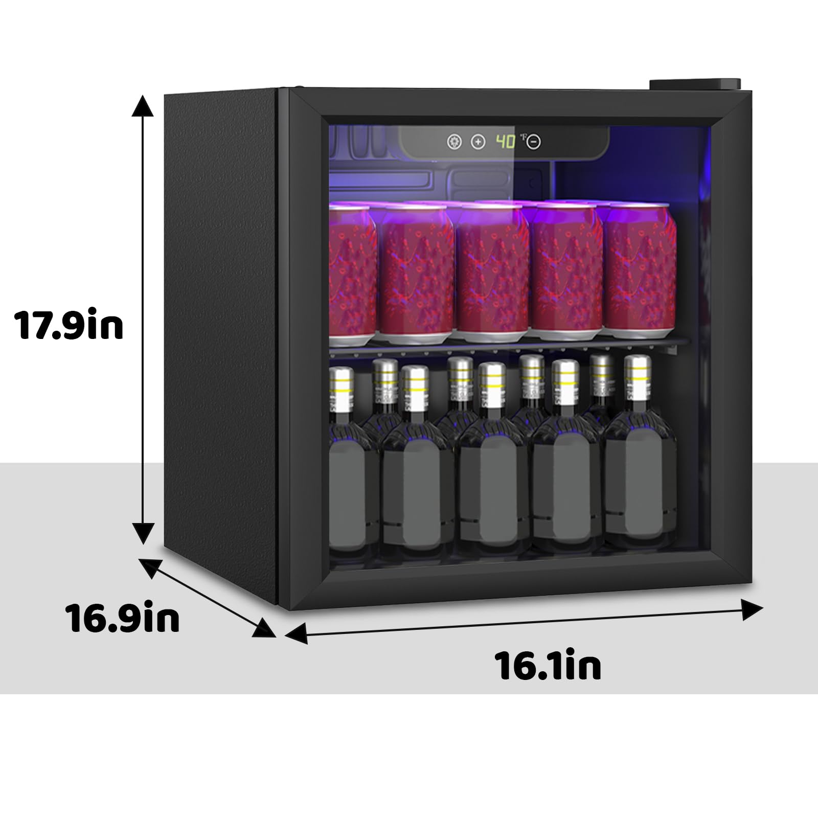 Dollardash Compact 60 Can/1.3 Cu.Ft Mini Fridge For Soda, Beer Or Wine, Portable Small Beverage Refrigerator With Digital Display&Removable Shelves &Reversible Glass Front Door For Office, Dorm, Bar on Fridge.com - View 2