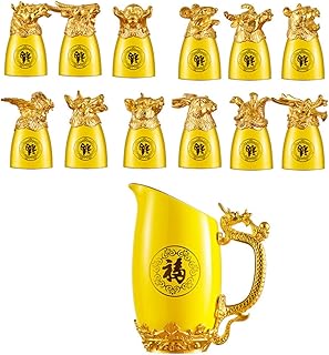 Alipis 1 Set Chinese Zodiac Wine Set Container Zodiac Cup Loose Leaf Tea Cups Gold-Plated Cup Gold Plating Kit Chinese Win...