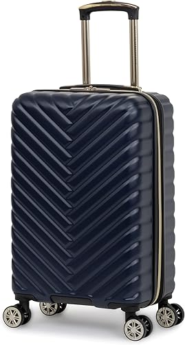 Kenneth Cole REACTION Madison Square - Equipaje rígido expandible con estilo de Chevron para mujer, Azul marinoflor y brillo, 20-Inch Carry On,
