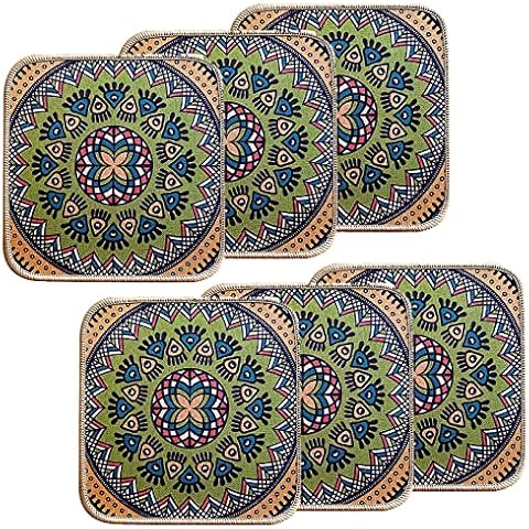 6 Pcs Trivet Pot Holder 8.5 inches Heat Resistant Hot Pads Pans Cup Coaster Boho Indoor Outdoor Planter Pot Mat Set with Rubber Backing Absorbent Pot Mat for Countertop Table Floor (A) Cover
