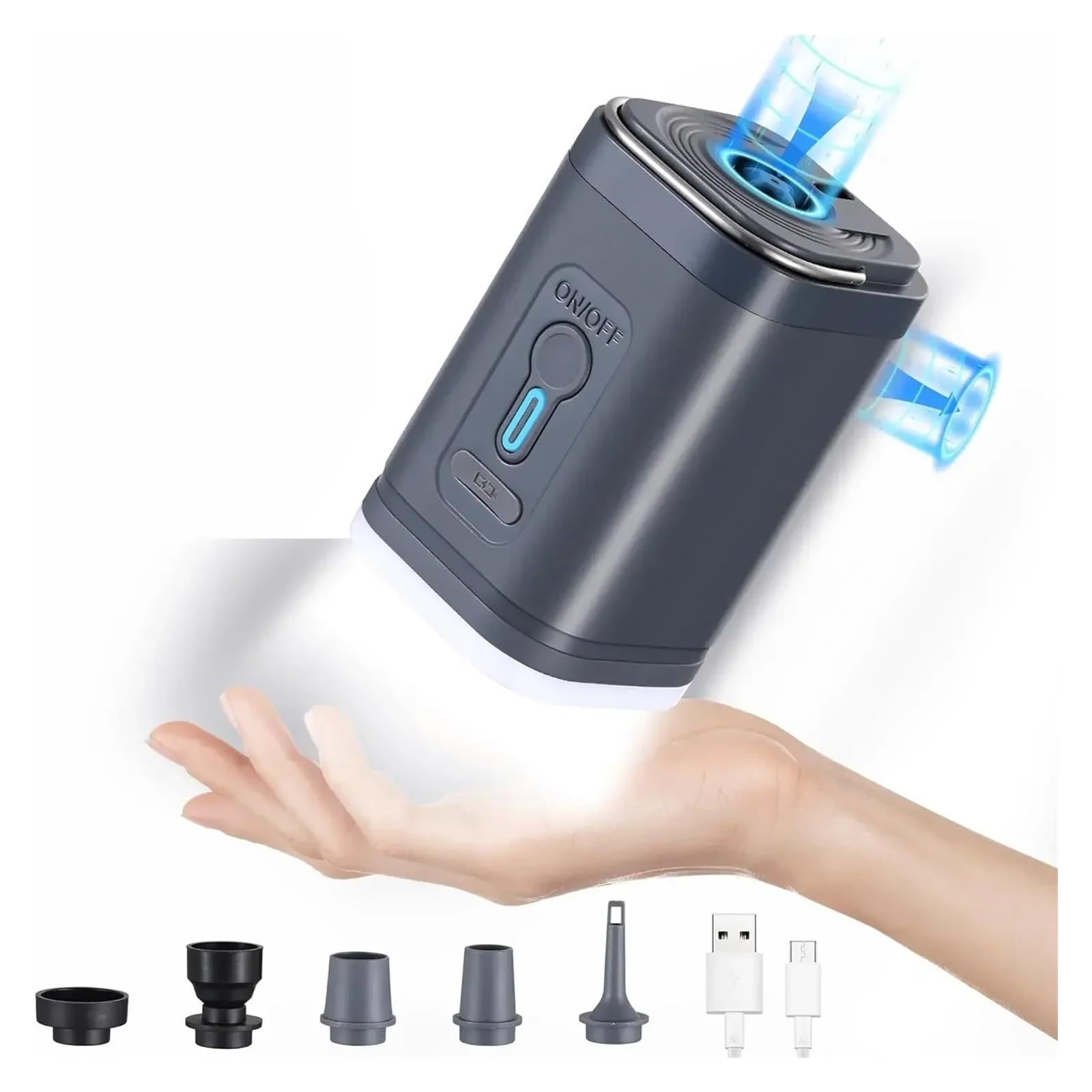 Mini Compressore D'aria Wireless, Pompa Elettrica Portatile, Di Gonfiaggio/sgonfiaggio Rapido Con Luce LED For Divano, Materasso, Salvagente Inflazione Rapida