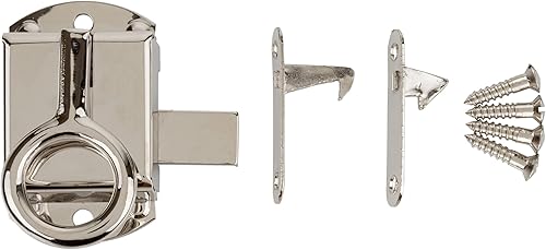 Miniatura 5 de Pestillo y captura de anillo de puerta de gabinete Wilson izquierdo de níquel  Armario antiguo, herrajes de reproducción de armario vintage