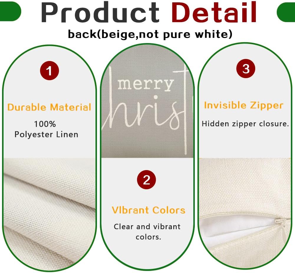 RABUSOFA Christmas Pillow Covers 12x20 Inch,Merry Christmas Quote Decorations Winter Decorative Throw Pillow Cases,Farmhouse Holiday Xmas Lumbar Cushion Covers for Home Couch Living Room Gray