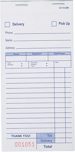 AmerCareRoyal - Bloc de cheques para invitados, 14 líneas, tres partes sin carbono, 3.4 x 6.69, 50 formasbloc, 50 almohadillascaja