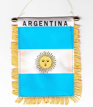 Argentina Fringed Rear-View Mirror Window Hanging Flag with Suction Cup