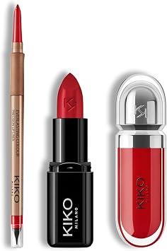 KIKO Milano Lip Glow Trio | Precision Automatic Lip Liner 16, Smart Fusion Lipstick 416 & 3D Hydra Lipgloss 15 | The Perfect Lip Combo for Defined & Glossy Lips