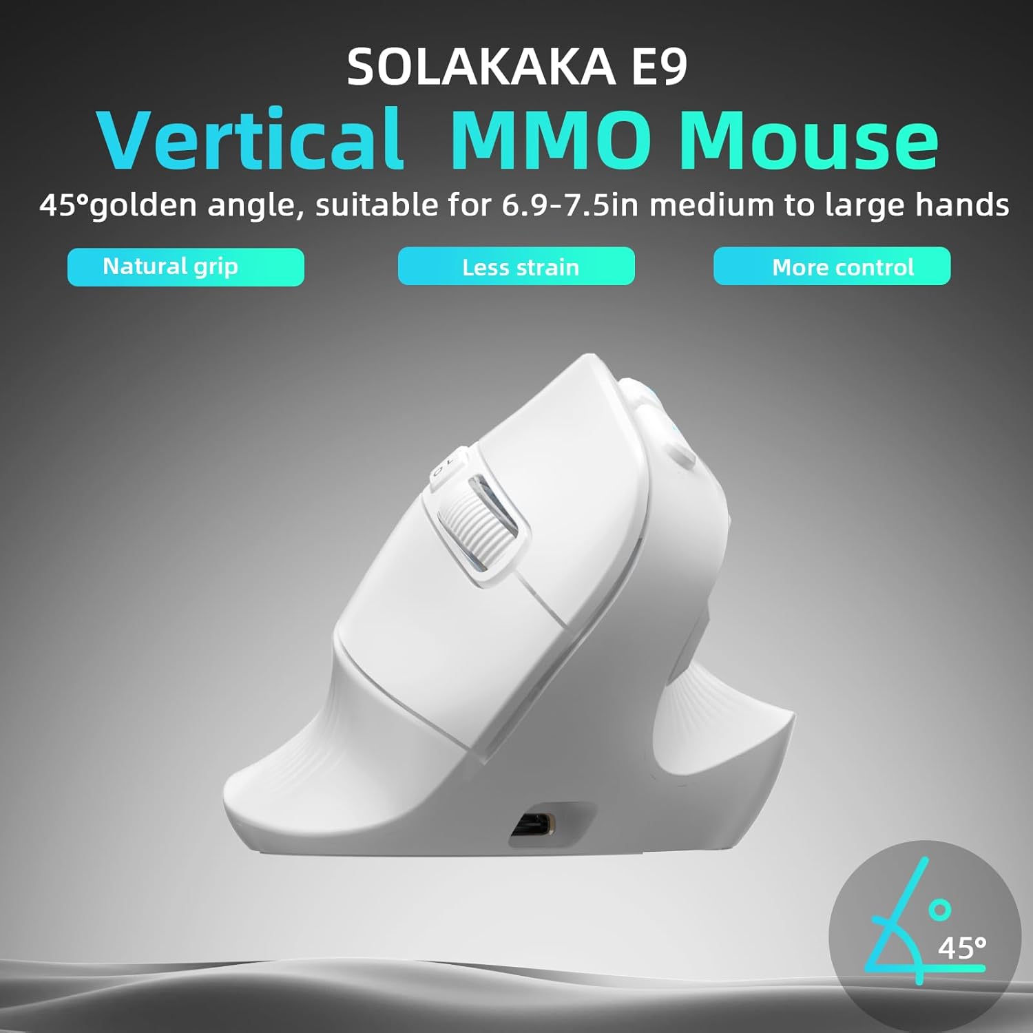 SOLAKAKA E9 Vertical MMO Gaming Mouse,24800 DPI,Tri-Mode Ergonomic Wireless Mouse with 10 Side Buttons,RGB Mouse for PC/Mac - White 4 61YdFu2gGOL. AC SL1500