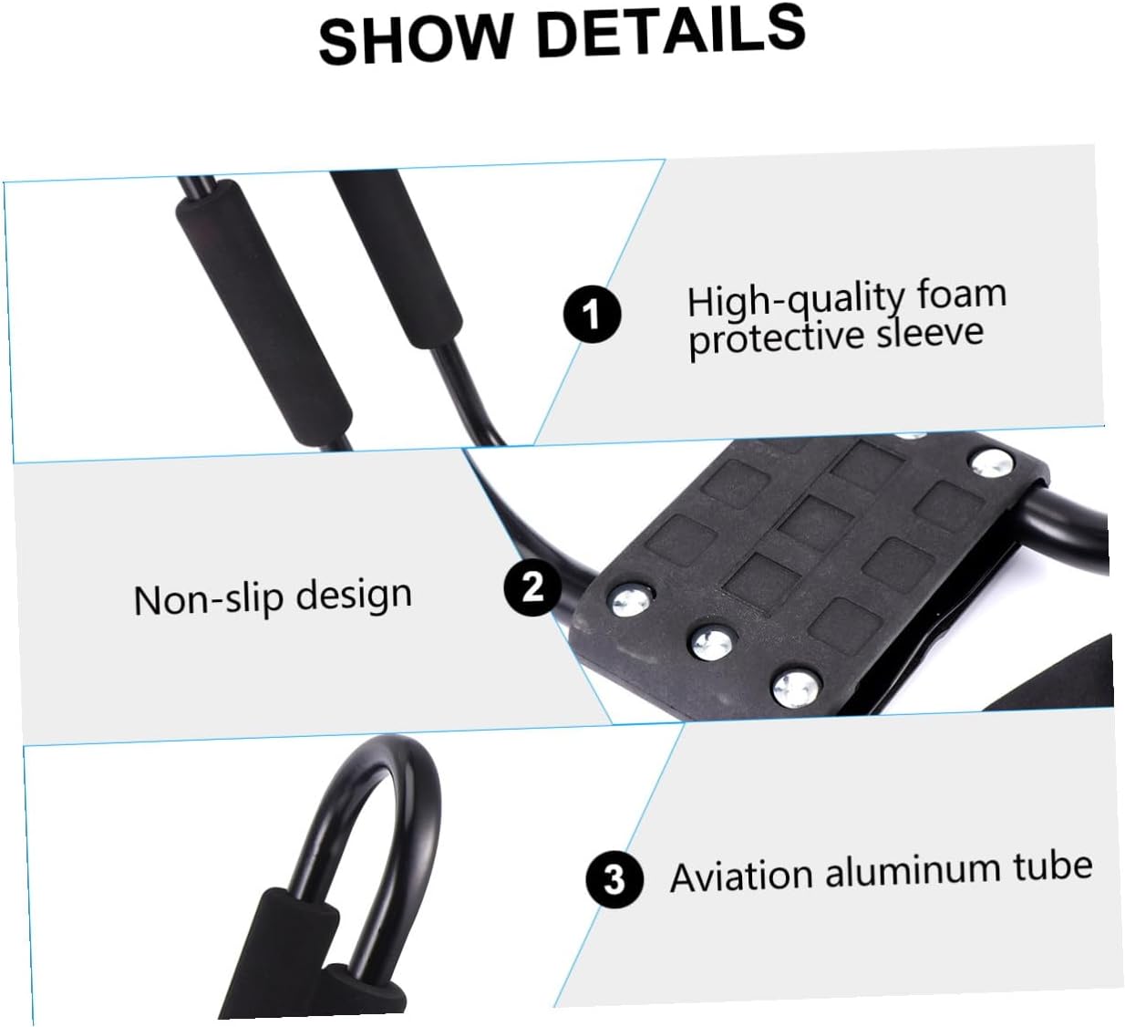 TOYANDONA Detachable Kayak Roof Rack 2pcs Set Black Aluminum Canoe Carrier Luggage Shelf Compatible with SUV Cars for Outdoor Kayak and Canoe Transport