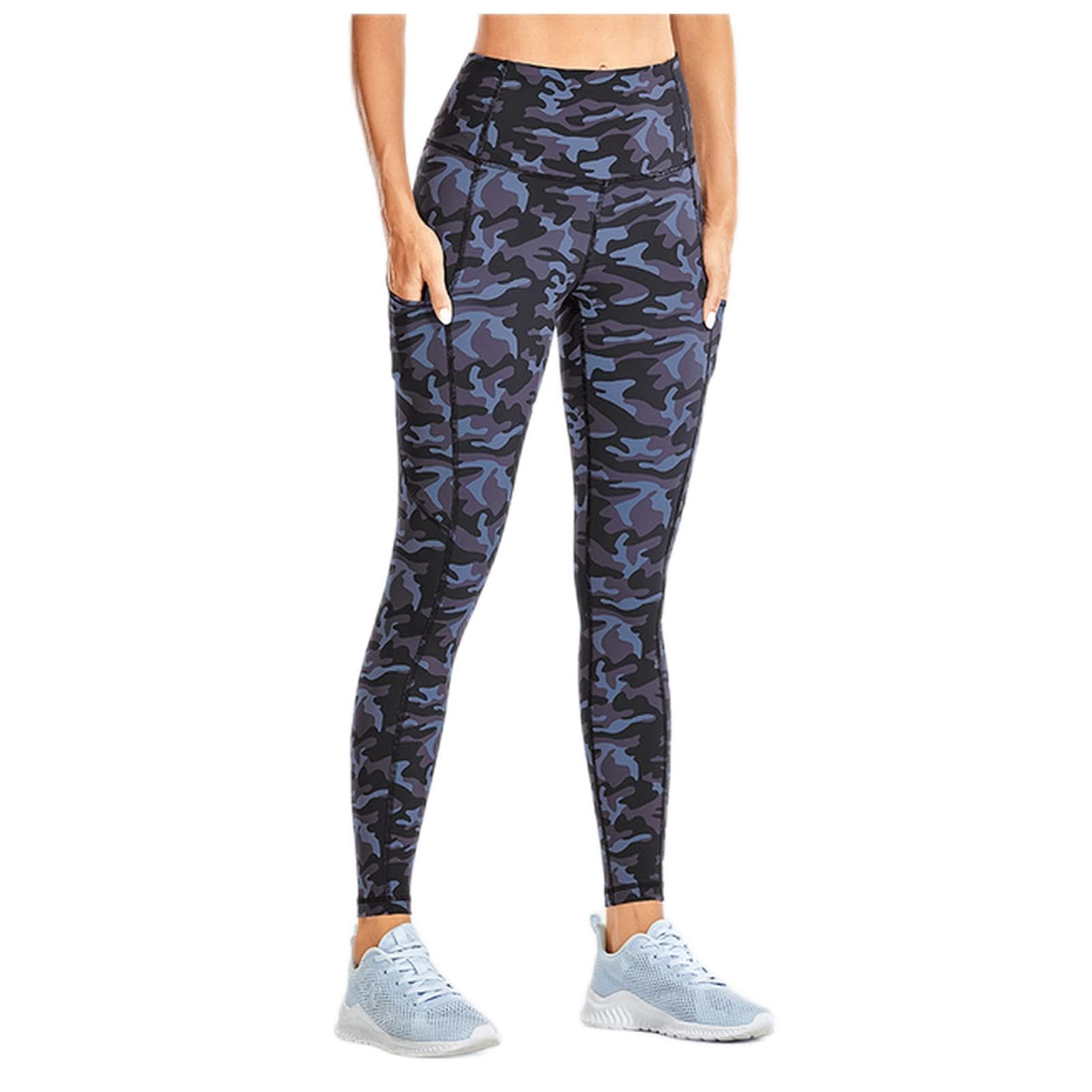 Polainas Impermeables Pantalones de yoga de cintura alta de las mujeres con bolsillos desnudos sentimientos de entrenamiento Leggings Polainas Trail Running ( Color : Camo Multi35 , Size : X-Large )