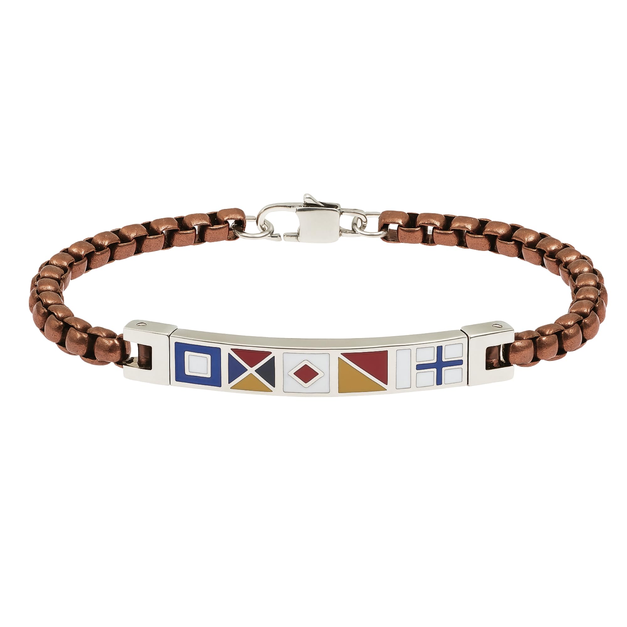 Bracciale Uomo con Bandiere Nautiche in Acciaio Inox Vari Colori – Stile Marino Vela Mare Estate – Braccialetto Elegante Idea Regalo