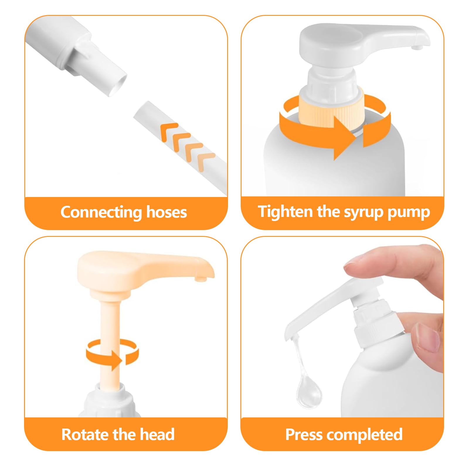 YMTWSRY 5 Stück Dosierpumpe Sirupspender, Pumpspender für 500ml und 1000ml Flaschen Wiederverwendbar Sirup Spender für Pumpflasche Weiß Sirup Pumpspender mit 5 Langen und 5 Kurzen Schläuchen