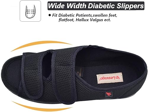 Miniatura 2 de W&LESVAGO Sandalias diabéticas con punta abierta para mujer, zapatos de edema de artritis de ancho ajustable, cómodas pantuflas de casa para pies