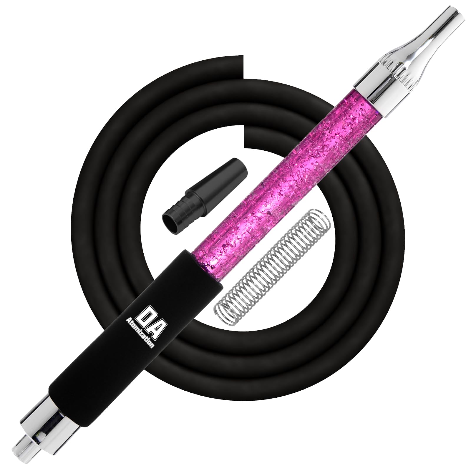 Premium Rainbow Silicone Hookah Hose - 62" Long Hose with Cooling Aluminum Handle &amp; Spring Flex Prevention (Purple)