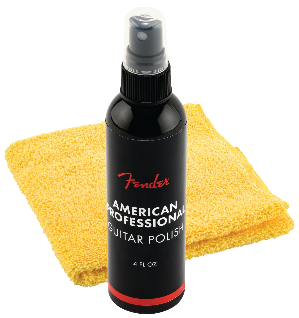 Fender® »POLISH & SHOP CLOTH« zestaw 2 szt. z amerykańskim profesjonalnym lakierem do gitary (118 ml) i ściereczką z mikrofibry Shop-Cloth
