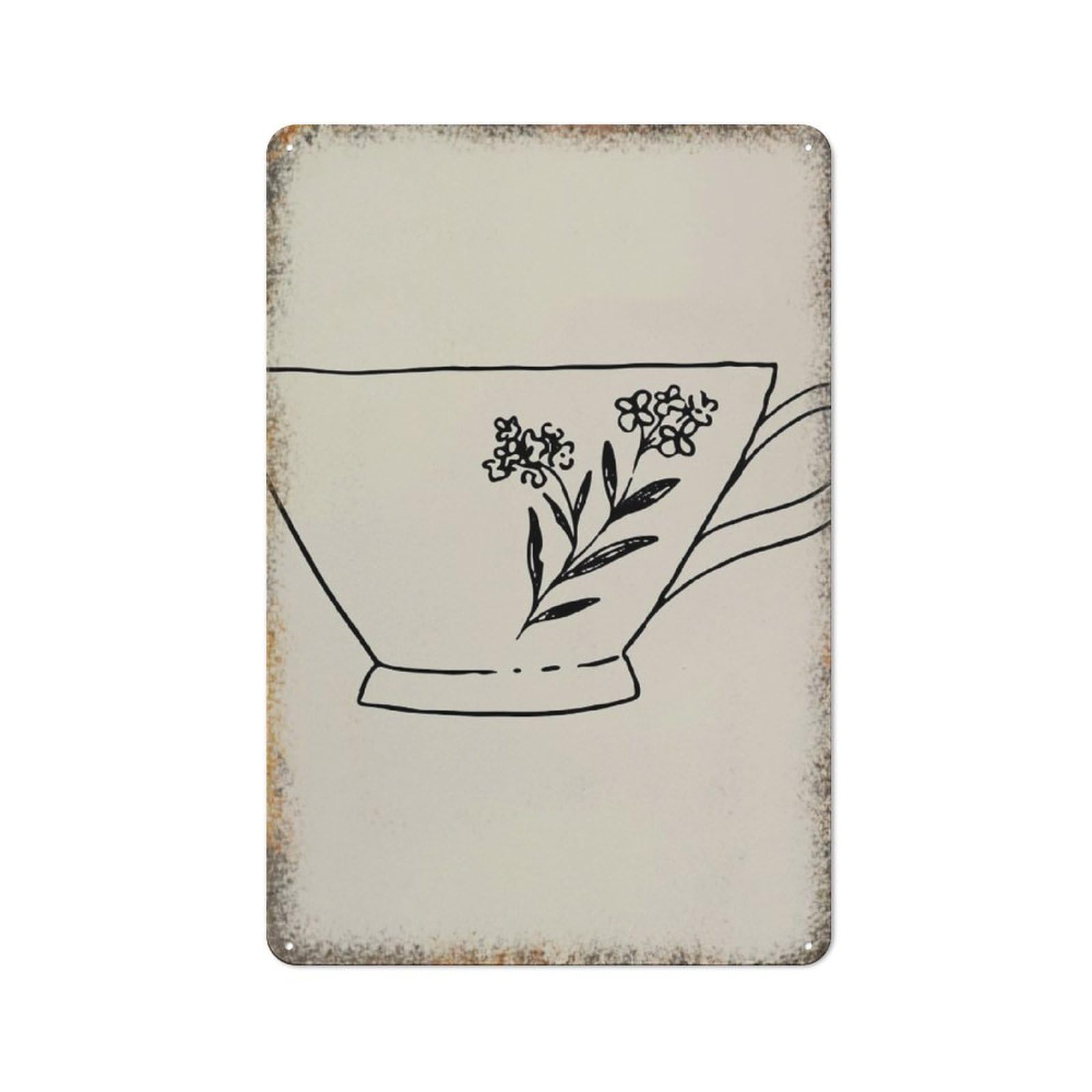 Minimalist Coffee Cup Metal Plaque, Coffee Lover Household Wall Decor, Restaurant Cafe Art Sign,8x12 Inch