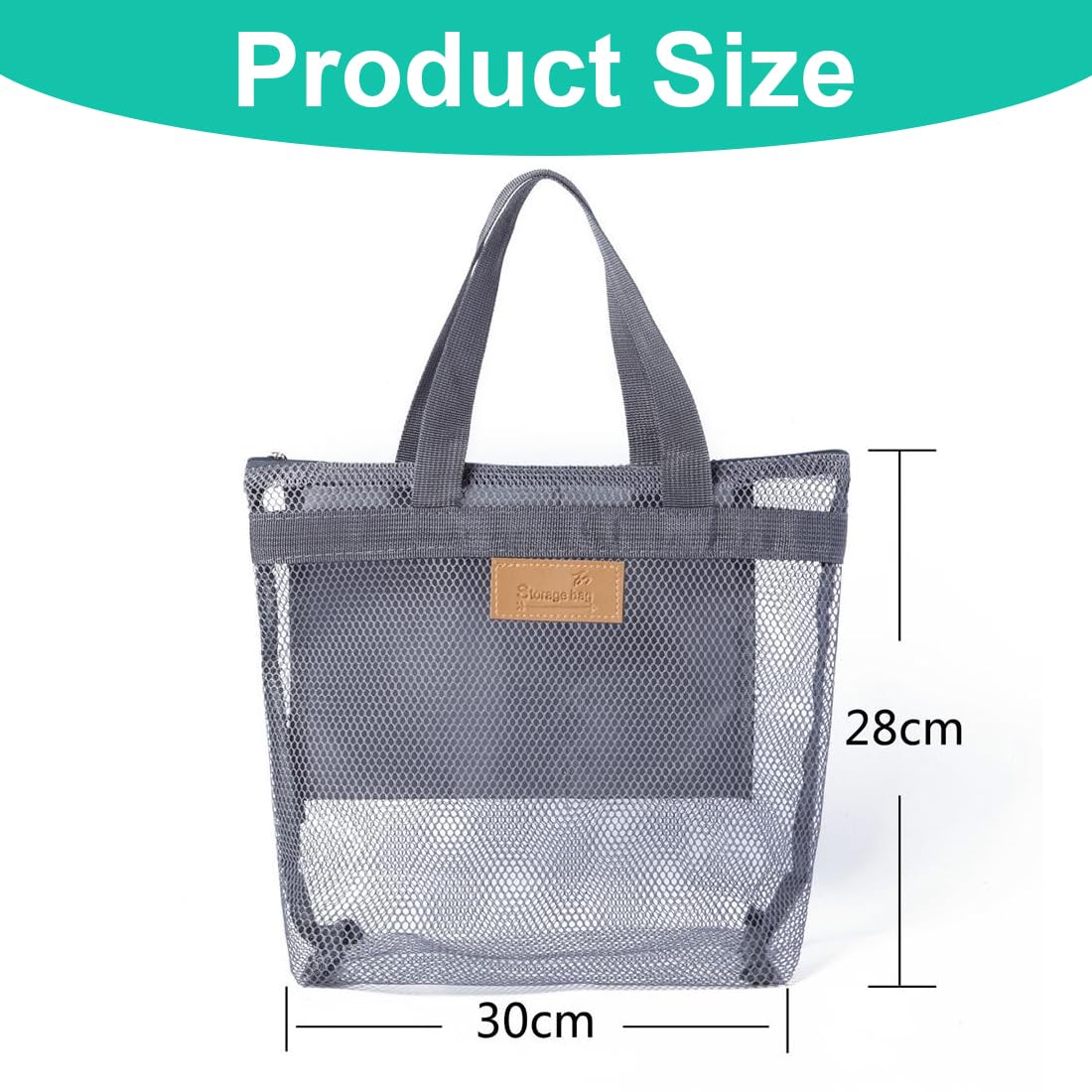 Borsa da Doccia Portatile a Rete, Borsa da Trasporto per Articoli da Toilette, Pochette da Viaggio Donna Grigia