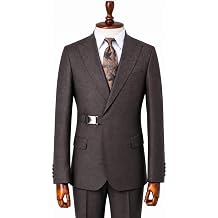 layda EM R, Luxury Erkek Tak m Elbise, Kemerli Yaka, Slim Fit, Kahverengi, 54 Beden