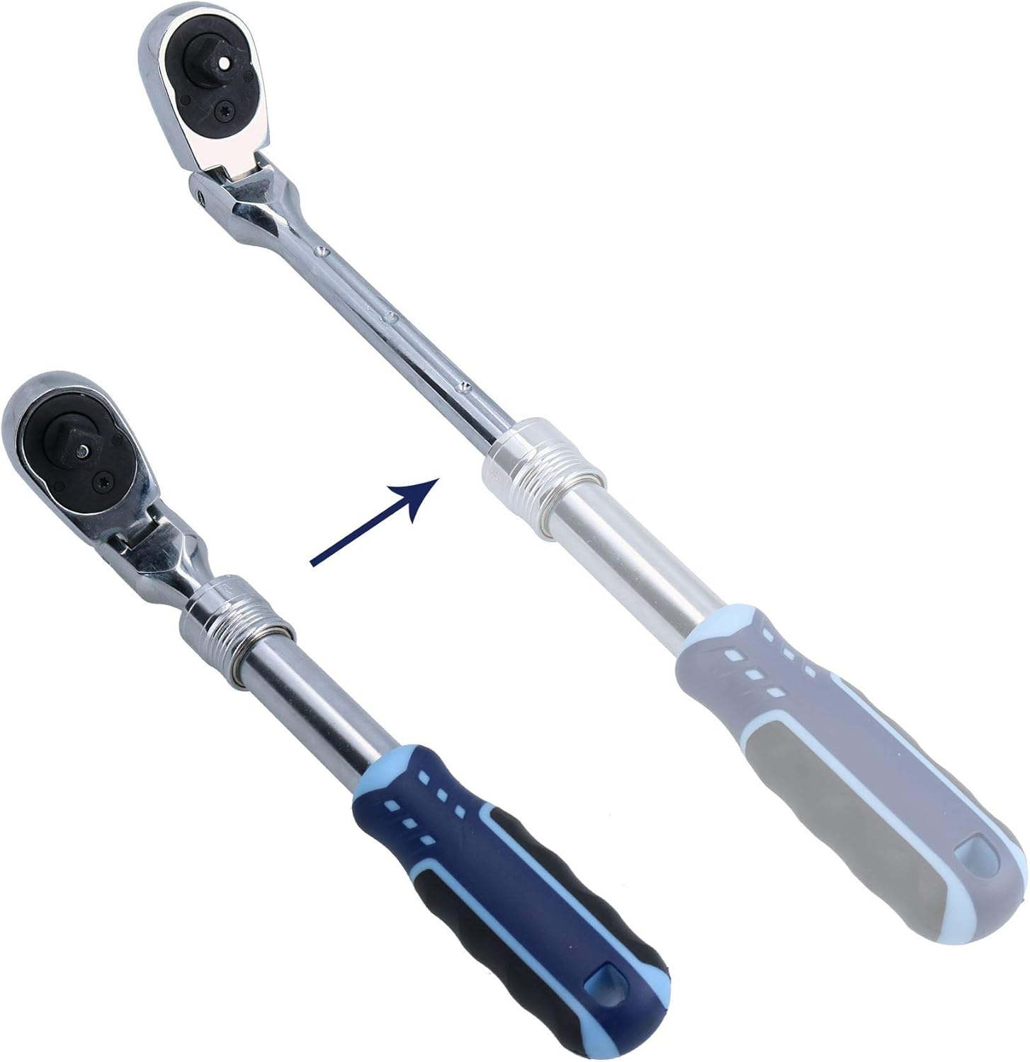 3/8" Drive Extendable + Flexible Ratchet Socket Driver 72 Teeth Quick Release