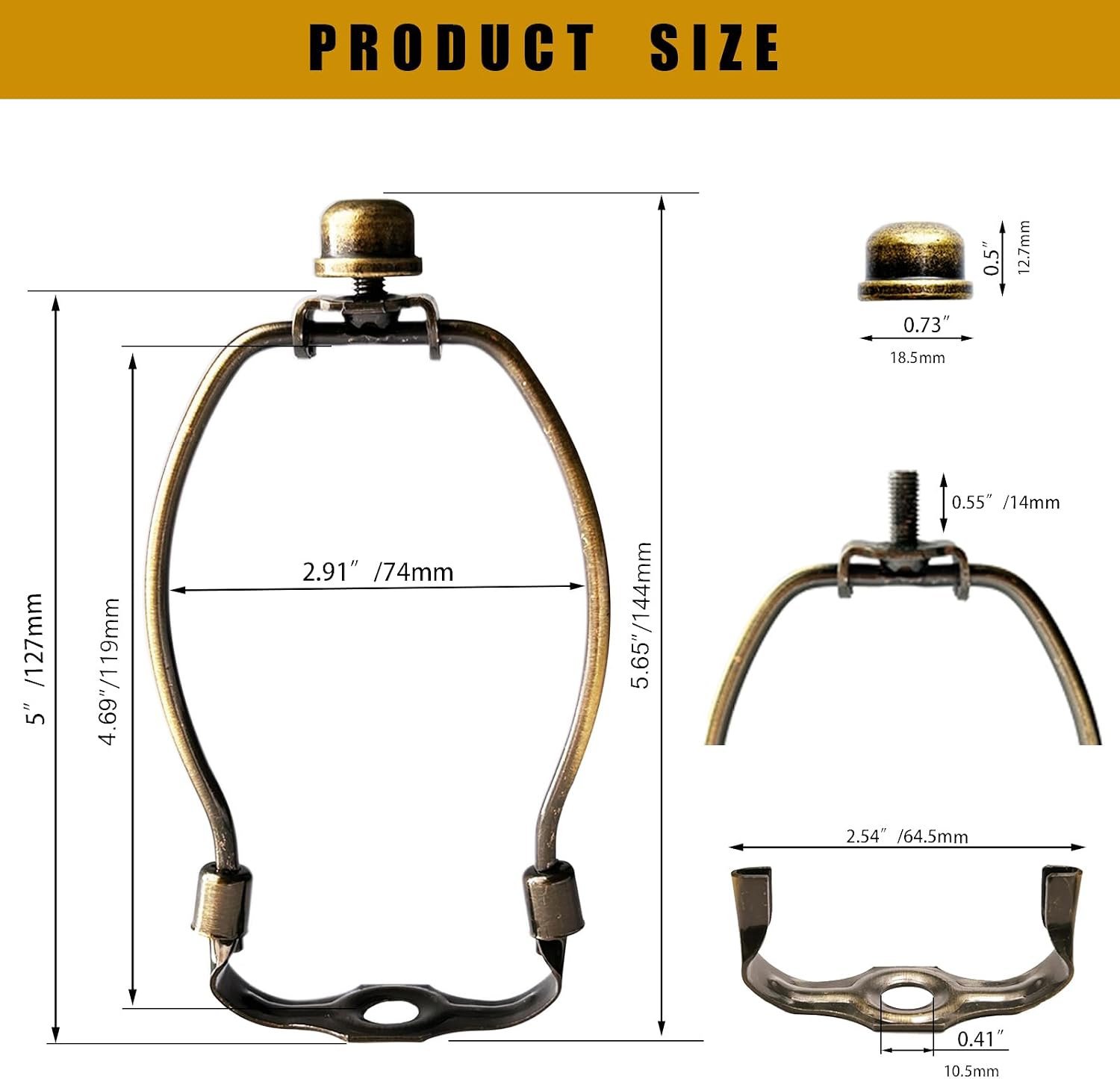 5 Inch Lamp Harp - Fits 4-6 Inch Shades, 2 Pack for Table Lamps