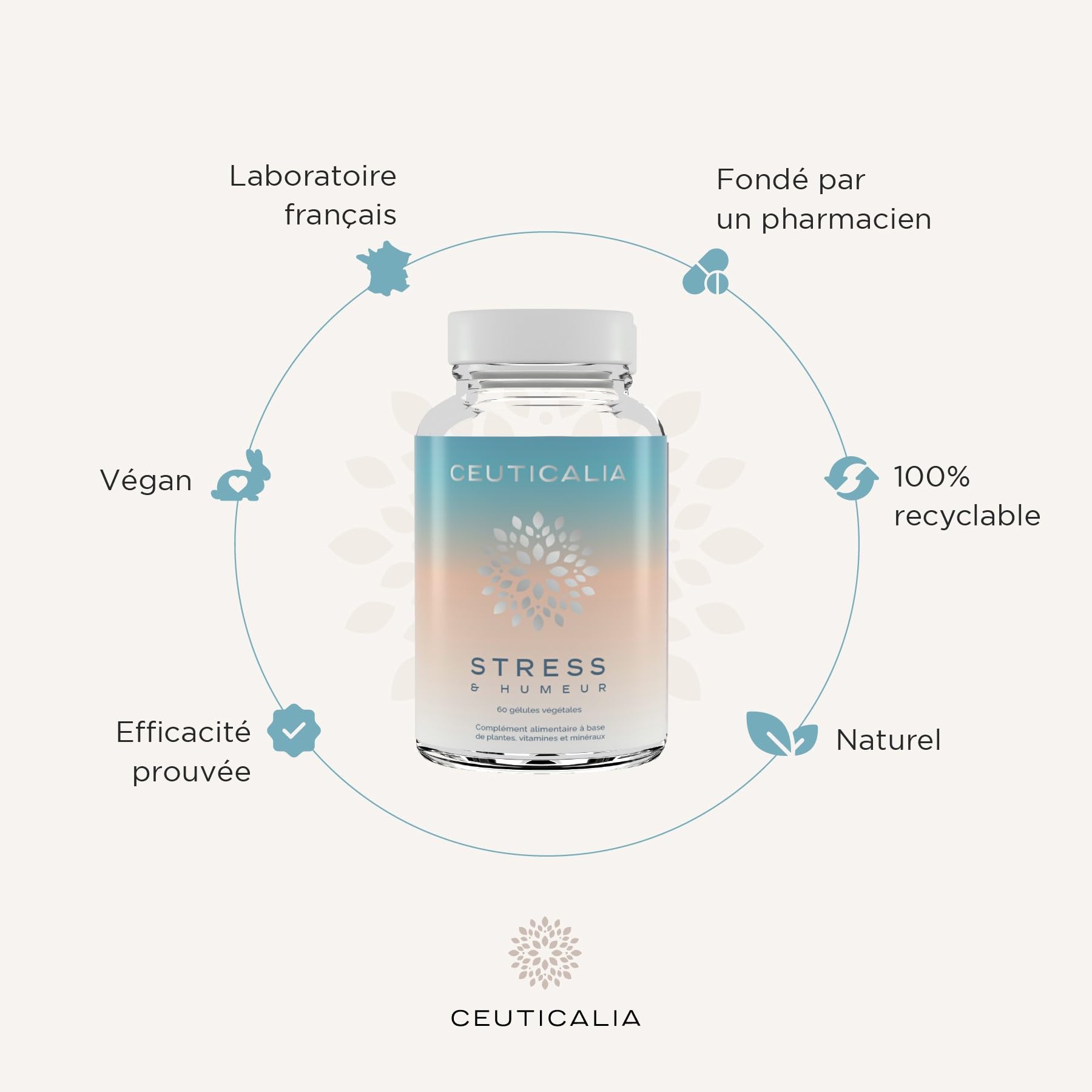 Complément Alimentaire Stress et Humeur - Anti Stress et Anxiété, Favorise Bien Etre et Relaxation - Pour Adulte - Magnésium, Vitamine B6, Safran, Rhodiola, Aubépine - 180 Gélules, 90 Jours
