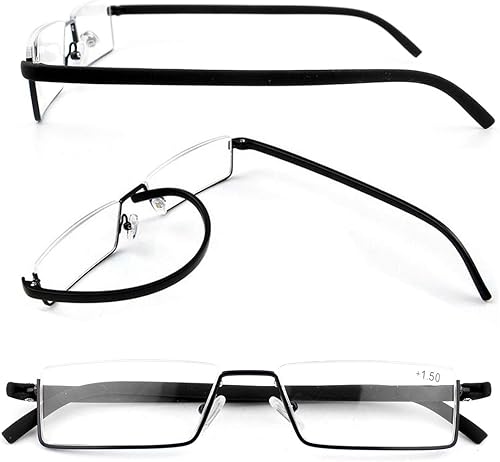 Miniatura 2 de Paquete de 2 lentes de lectura de medio marco para hombres y mujeres ligeros lectores de computadora con funda portátil 200