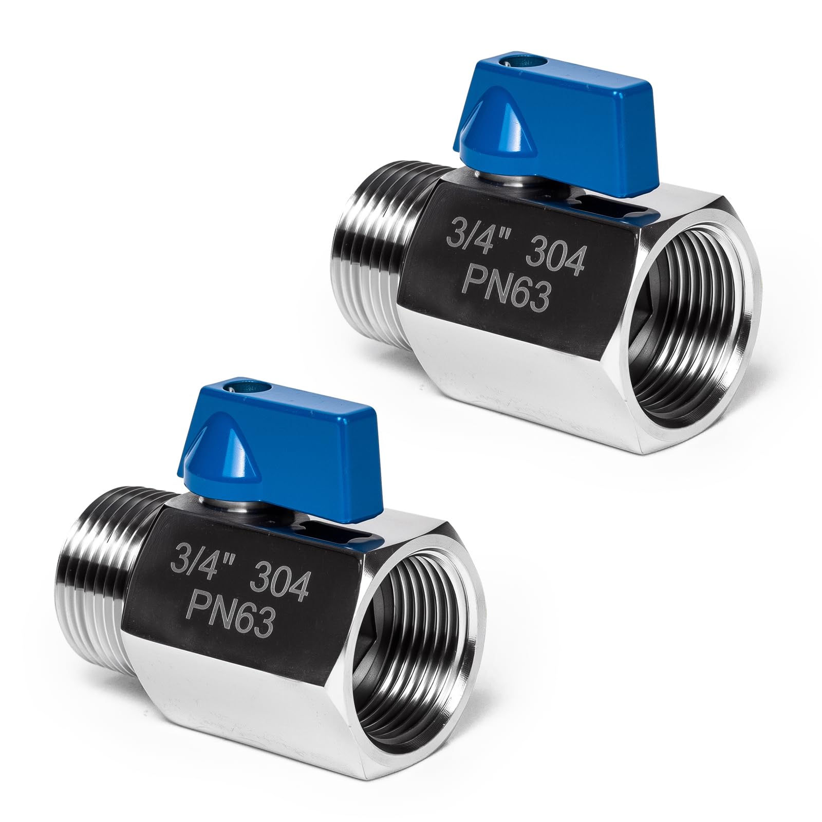 Photo 1 of 2 Pack 3/4" Mini Ball Valve, 304 Stainless Steel Shut-Off Valve NPT Female x Male Thread Small Valves for Compact Space (2, 3/4 Inch)