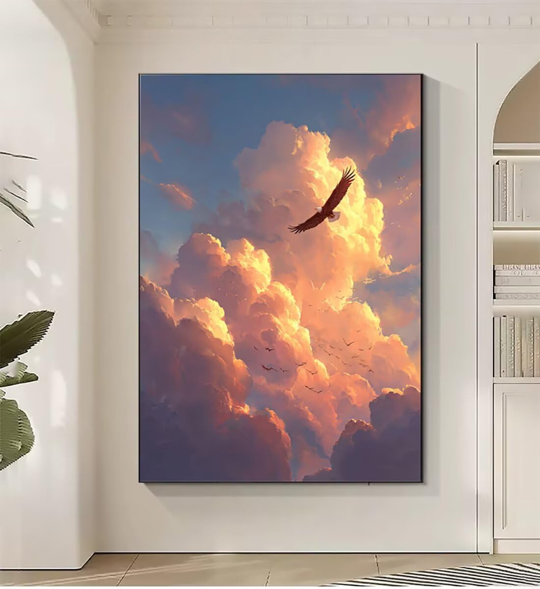 Landschaft Adler Malen Nach Zahlen Erwachsene, Paint by Numbers Adult Anfänger Kreativ Set für, Heimwerk Malen Nach Zahlen Kinder, Pinsel und 36 Acrylfarbe Als, für Deko Wohnzimmer 60 x 80 cm BJHWK77
