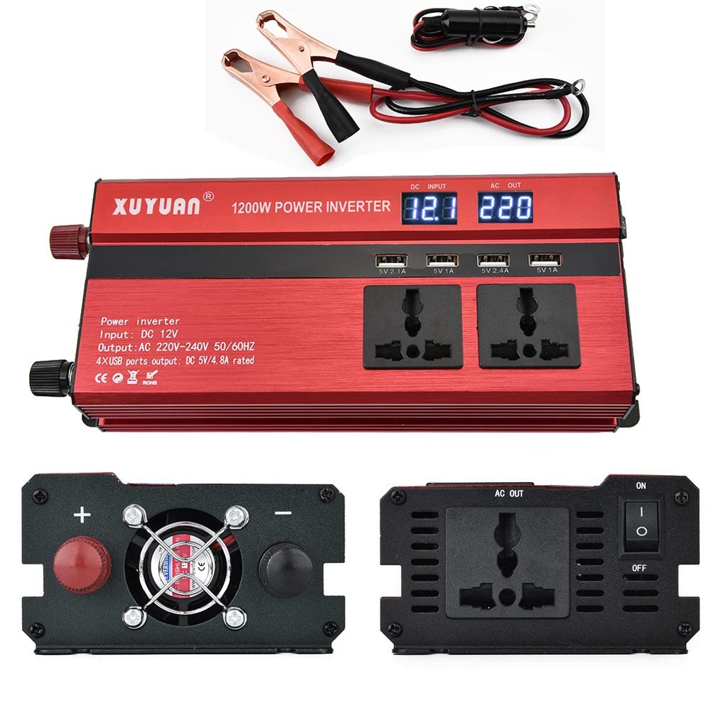 Buy 600W(Peak 1200W) Car Power Inverter 3 AC Outlets and 4 USB Charger