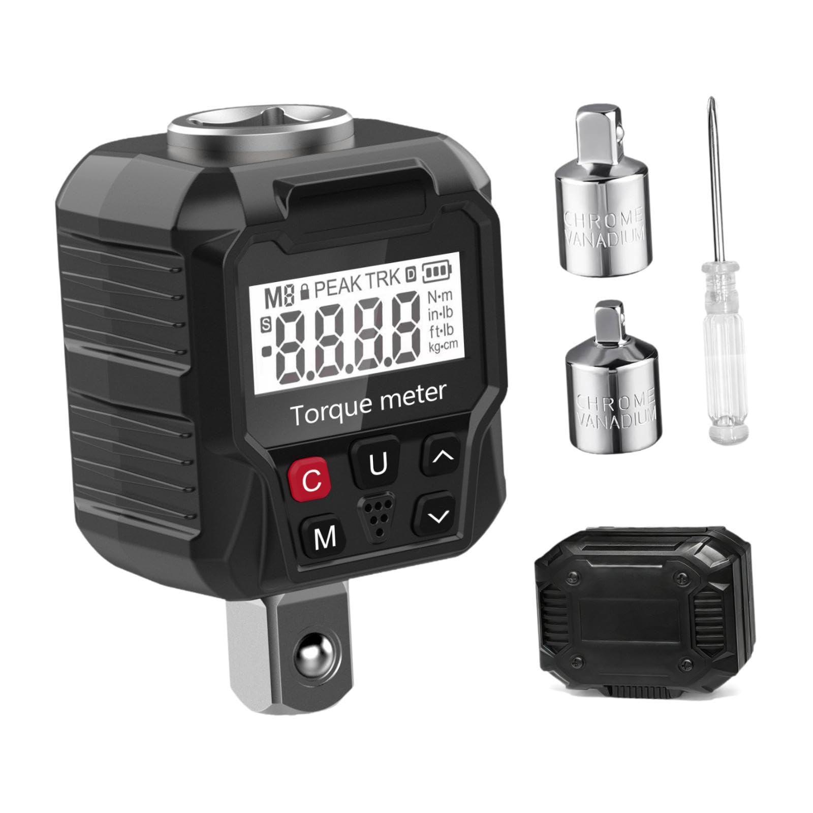 Amagogo Adattatore per Misuratore di Coppia Digitale con Display E Adattatori Versatili Da 1/4" E 3/8" per La Manutenzione Dei Veicoli.