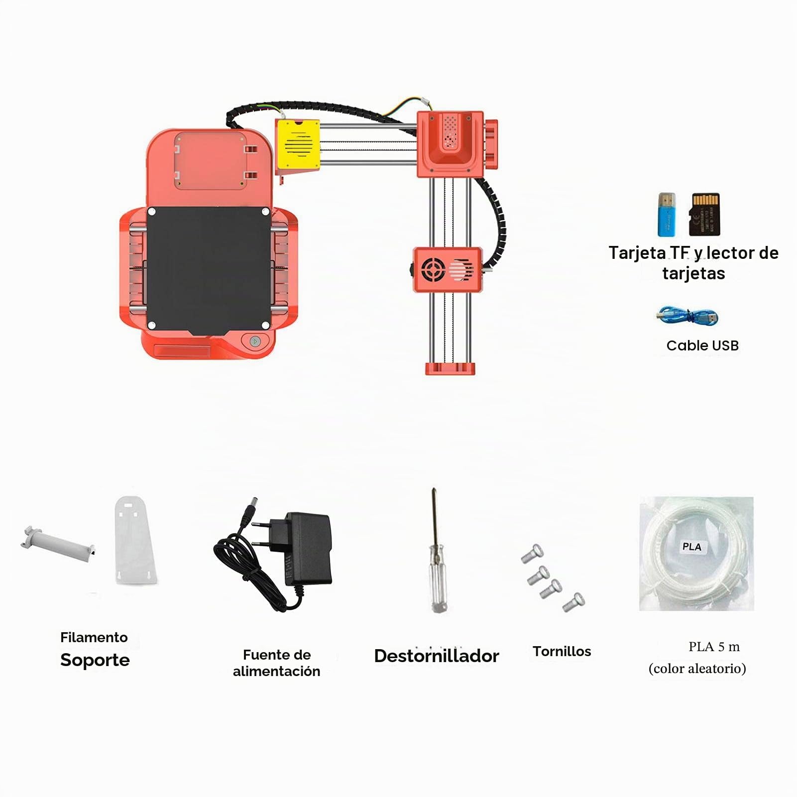 BuyWeek Mini Impresora 3D, Impresora 3D de Escritorio K7,Impresora 3D Fused Deposition Modeling para niños, educación para Estudiantes, Suministros de impresión PLA