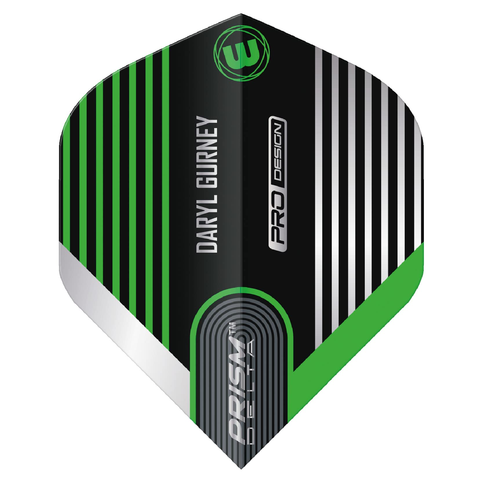 WINMAU Prism Delta Daryl Gurney Black and Green Dart Flights - 1 set per pack (3 flights in total)