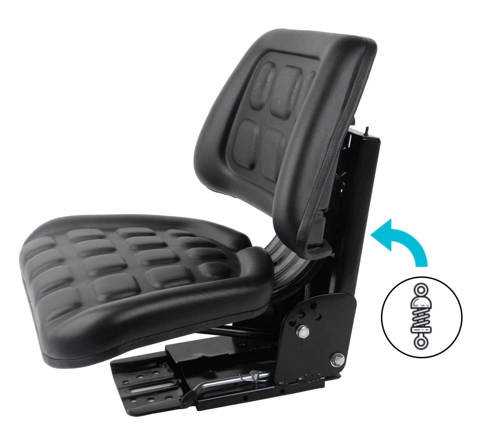 Traktorsitz Schleppersitz ECO – Gefederter Sitz, 5-fache Neigungsverstellung, Kunstleder, Gewichtseinstellung 50-120 kg, Gasdämpfer, Längsverstellung 160 mm, Federweg 80 mm