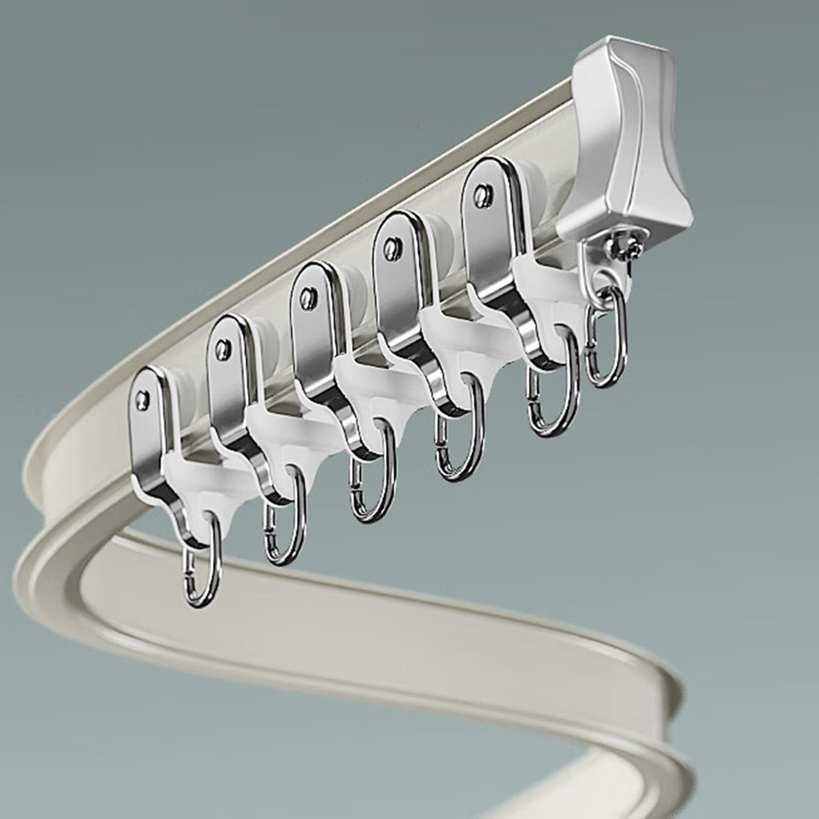 Ceiling curtain rails, 2.5m/8.2ft Curved Design with Silent Rollers Perfect for Showers RVs and Room Dividers(White,2.5m/8.2ft)