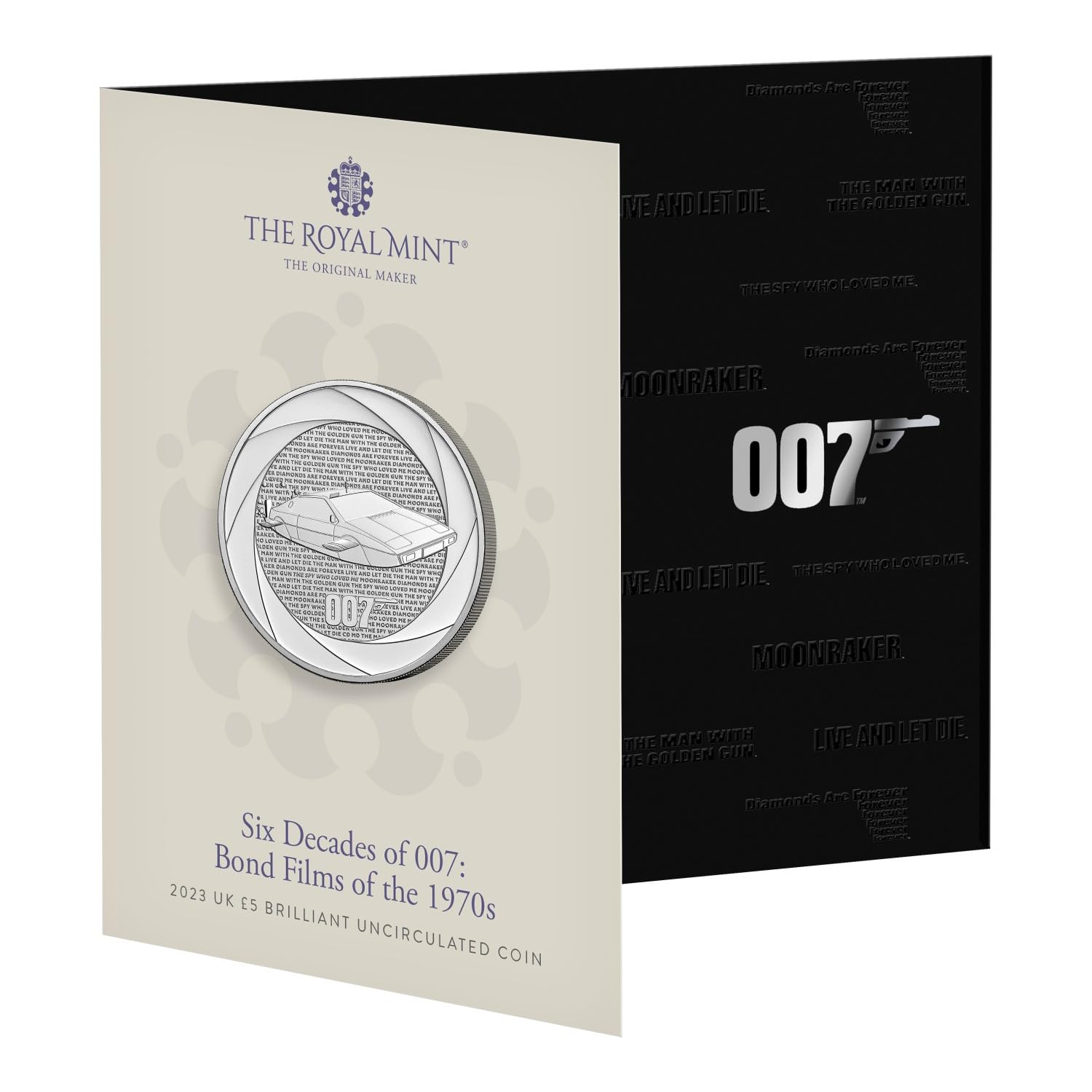 CrawleyCoins 2023 Six Decades of James Bond 007 - 1970 £5 Brilliant Uncirculated Coin in Mint Pack, Silver, Small - Image 2