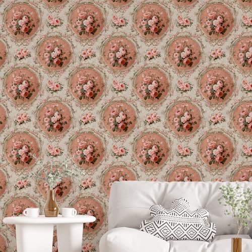 Image of PAPER PLANE DESIGN Vintage Floral Vinyl Self Adhesive Wallpaper Peel & Stick, Waterproof, Stain-Proof | 16 in X 90 in, Decor for Bedroom, Hallway, Living Room (E)