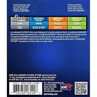 Elixir 16540 Cordes pour guitare électrique plaquées nickel avec revêtement NANOWEB® – Lot de 3 jeux de cordes - Les Beatles, Paul McCartney, John Lennon, RIngo Starr, George Harrison Elixir 16540 Cordes pour guitare électrique plaquées nickel avec revêtement NANOWEB® - Lot de 3 jeux de cordes – Image 3