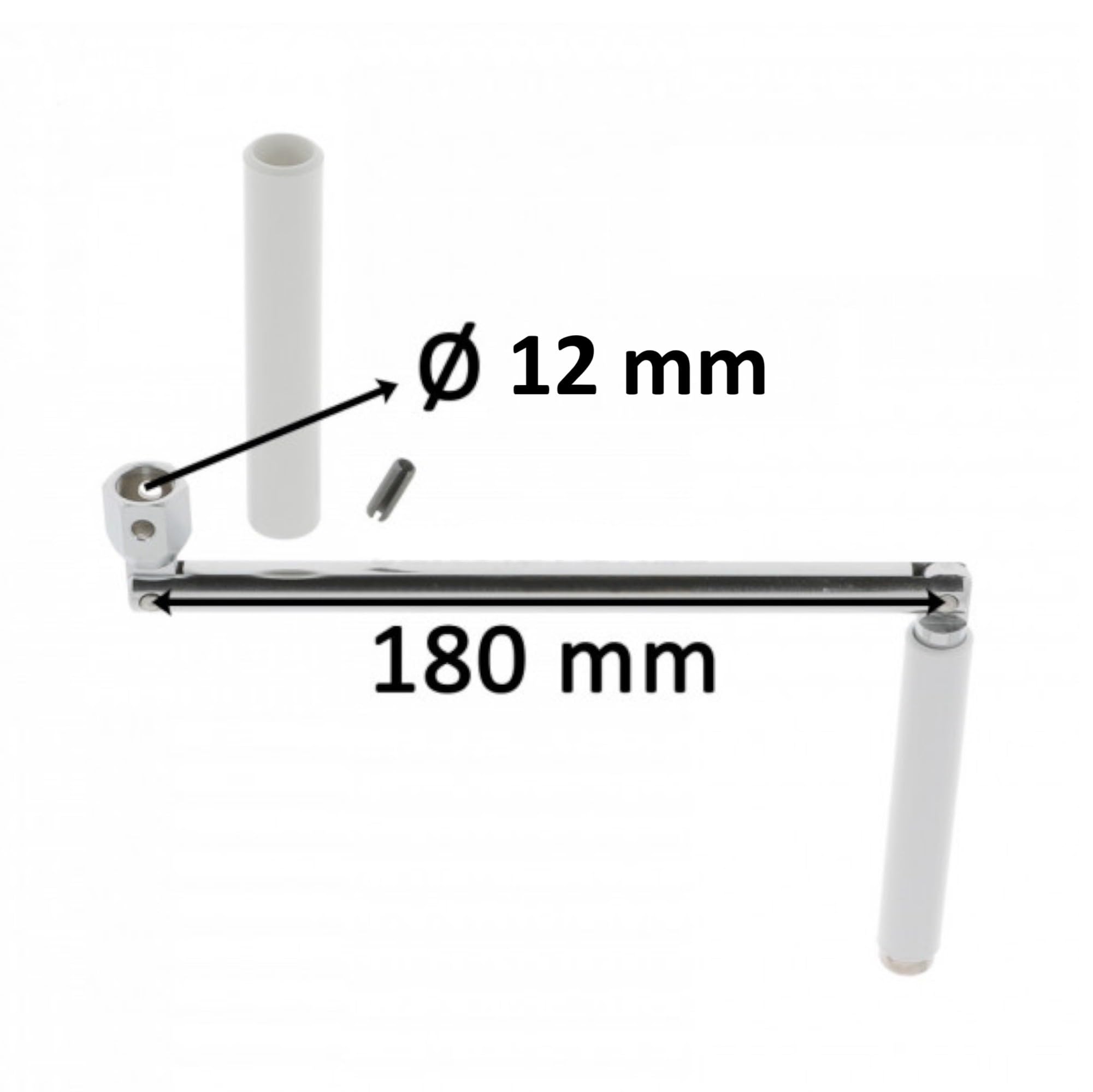 cyclingcolors Poignée de manivelle articulée pour volet roulant en acier avec contre-poignée et goupille Store Fenêtre Baie vitrée Mécanisme, Ø12mm longueur 325mm