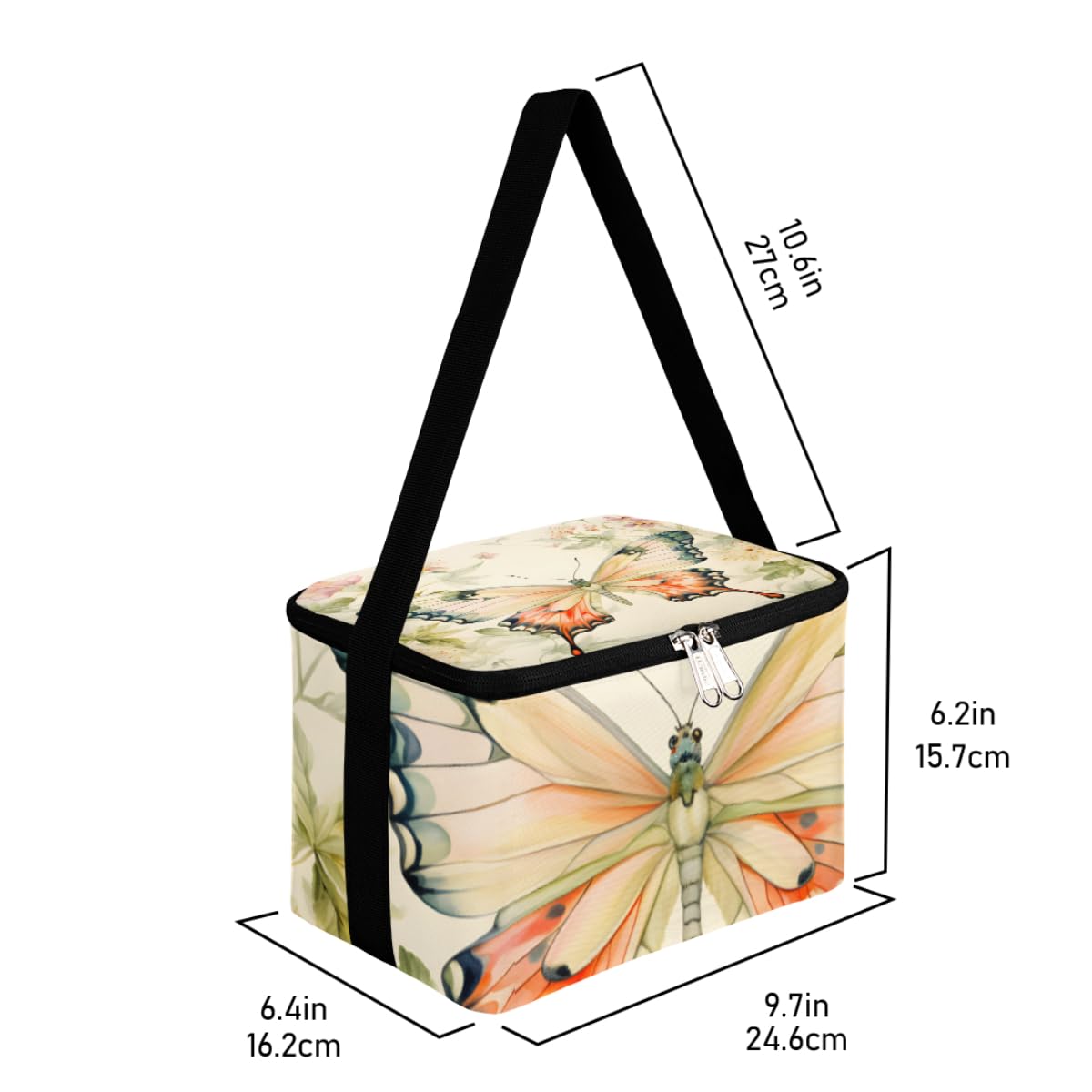 Lunch Bags for Women Men 9 Cans,Beauty Butterfly Hot & Cold Food Delivery Bag Insulated Grocery Bag Insulated Lunch Box Butterfly Cooler Bag for Office Work Picnic Beach