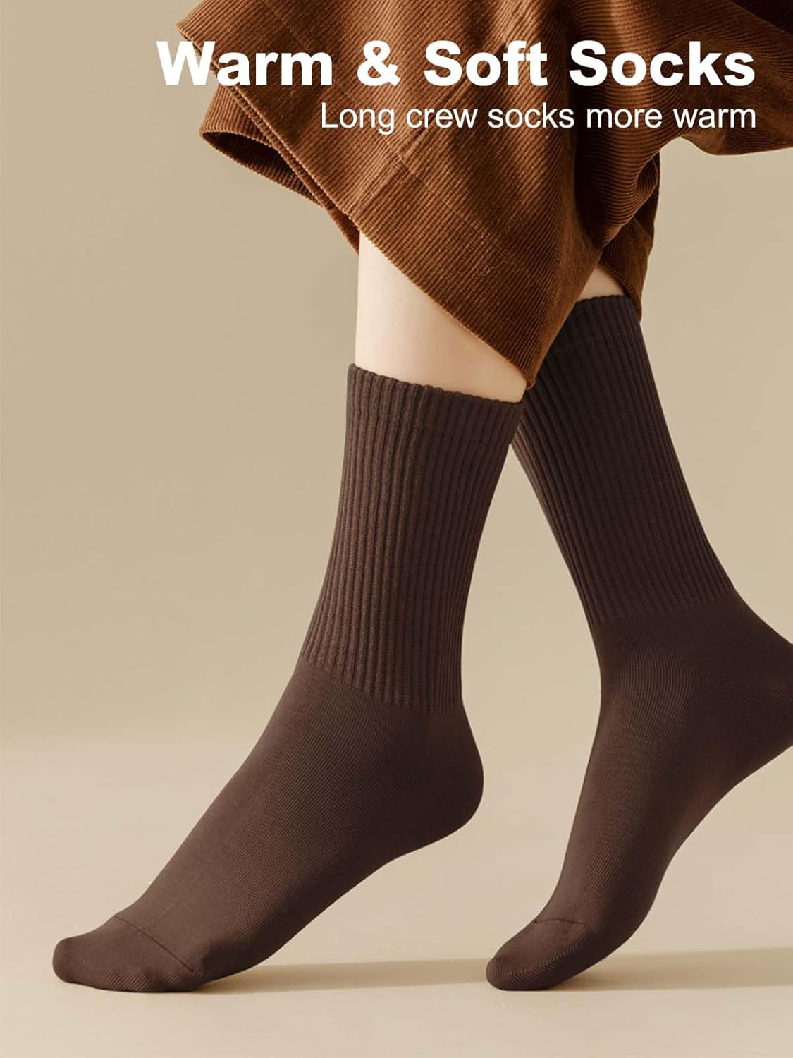 DOKUTOKU 3-12 Pack Womens Crew Socks Size 6-9 Light Weight Thin Casual Calf Socks - Image 6