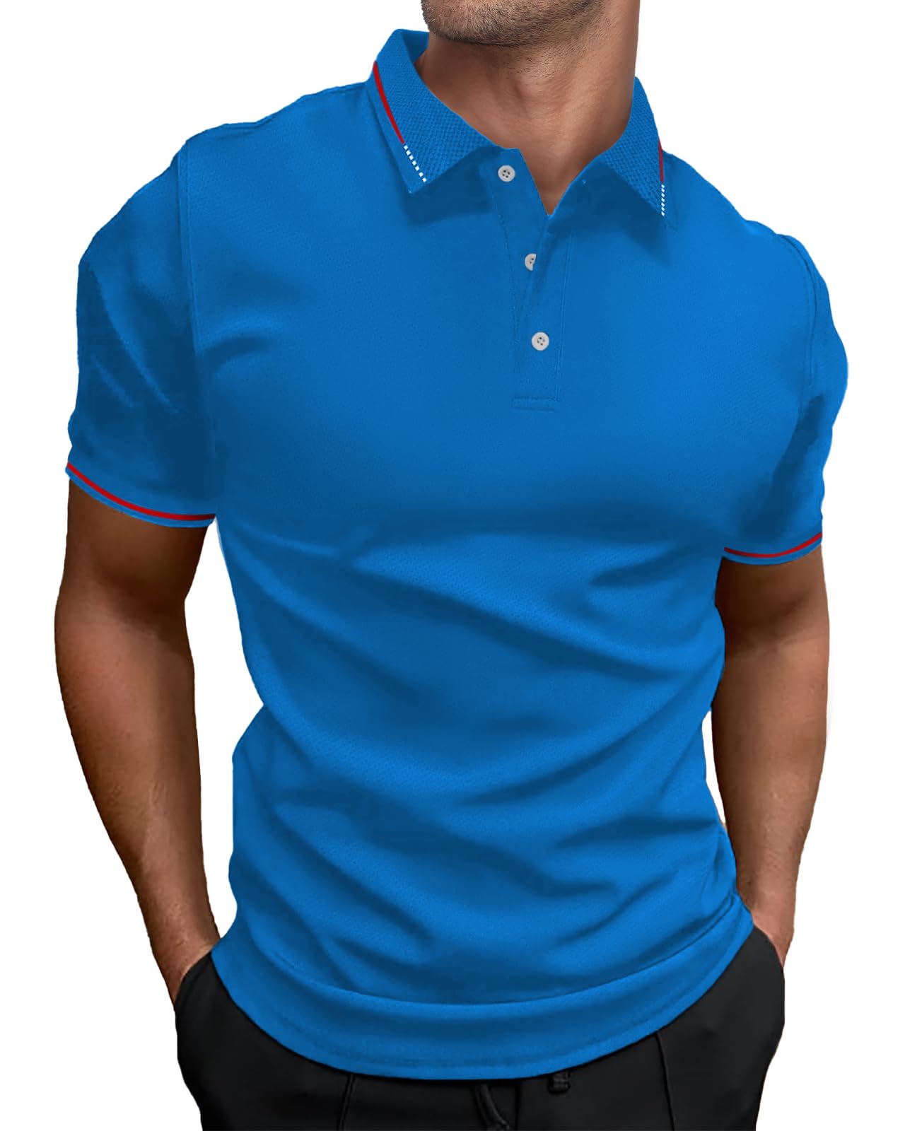HMIYA Herren Poloshirt-Kontrast Kurzarm Polohemd Male Polo Klassisches