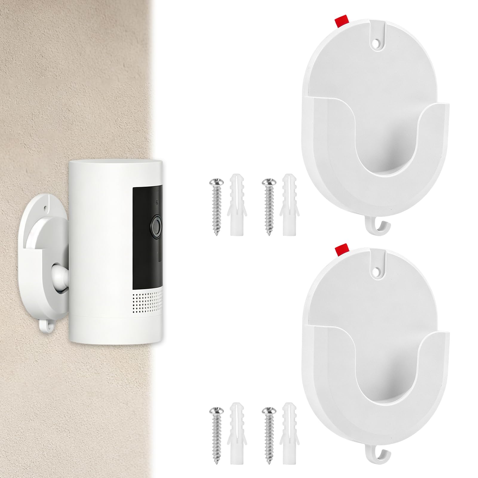 2pcs Camera Wall Mount Compatible with Ring, Strong Adhesive Camera Mount Stand Compatible with Blink Mini/Mini2/Outdoor 4,Ring Indoor Cam(2nd Gen), No Screws, No Drilling, Tenant-Friendly